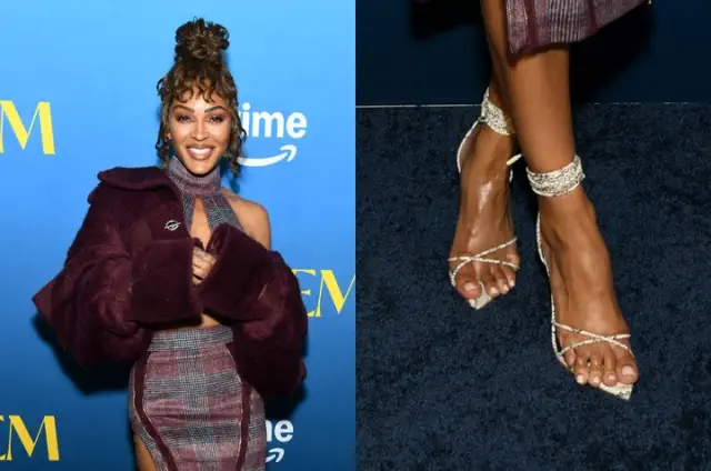 Meagan Good Dons Sultry Strappy Reptilian Sandals at the Season 3 Premiere of ‘Harlem’ in New York City 2480